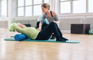 woman doing physical therapy